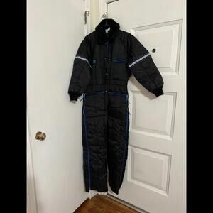 Vintage Duxbak Black Blue Stripe Snow Snowmobile Ski Suit Mens Sz Small